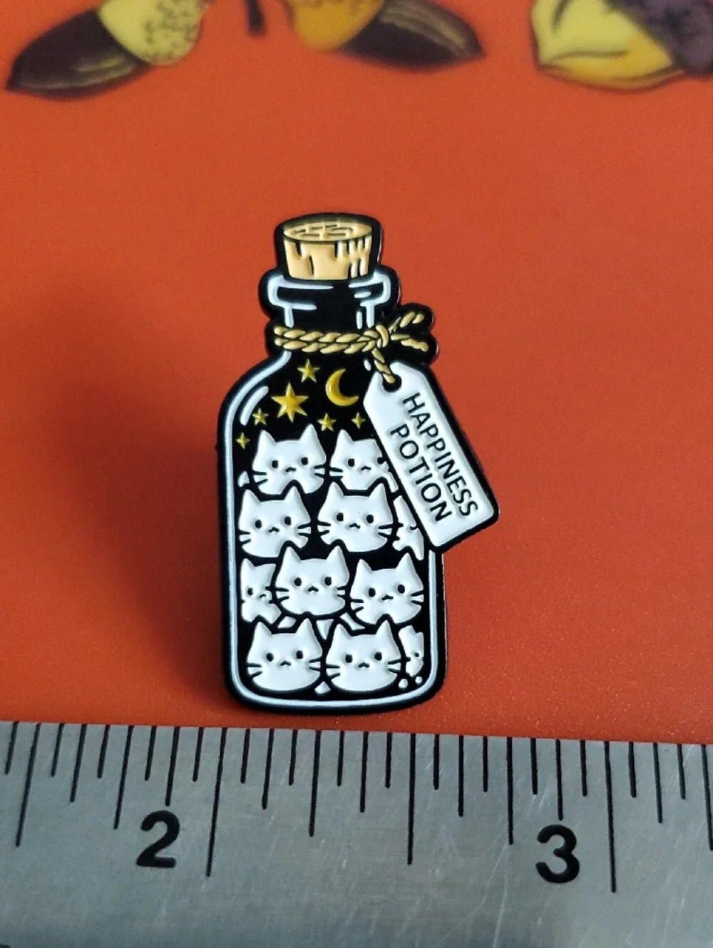 Happiness Potion Cat Enamel Pin - White Cats